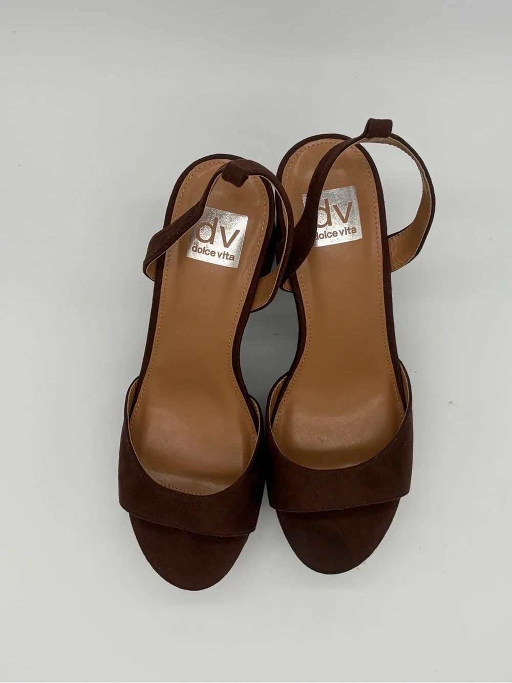 Dolce Vita Dark Brown Suede Platform Slingback Heels